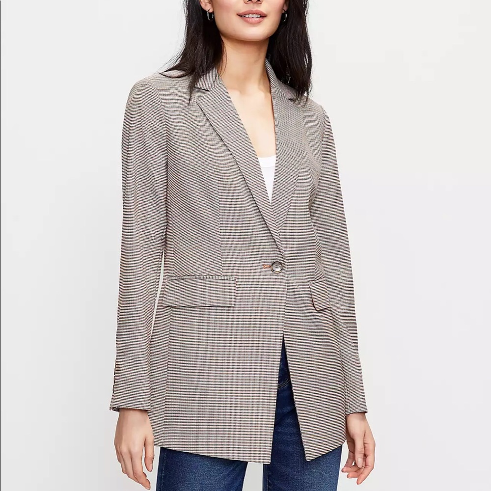 NWT Loft Petite Checked Long Modern Blazer